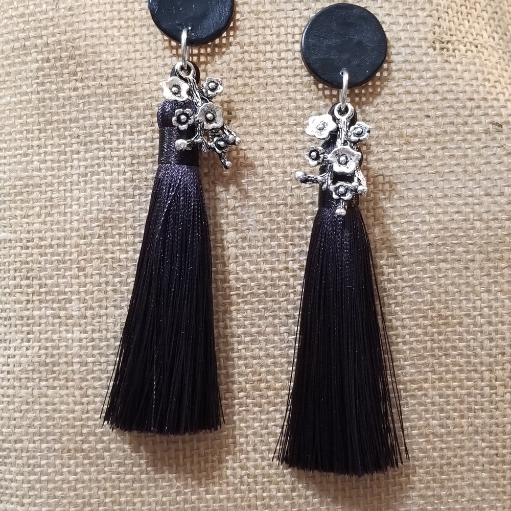 Handcrafted clay tassel earrings 2 pairs